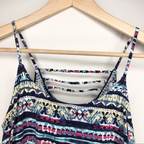 Mason + Mackenzie Ladder Back Aztec Tribal Stripe Tunic Tank Top Juniors - Picture 7 of 11